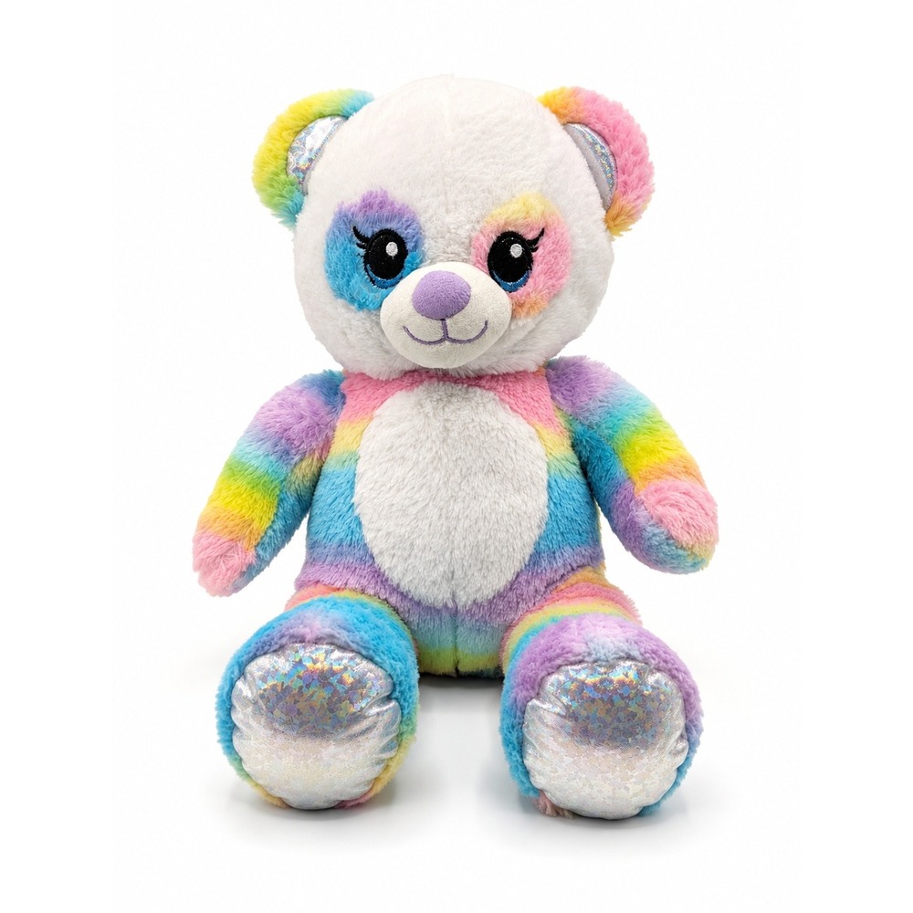 Build-A-Bear Workshop rainbow panda stuffed animal featuring bright multicolored